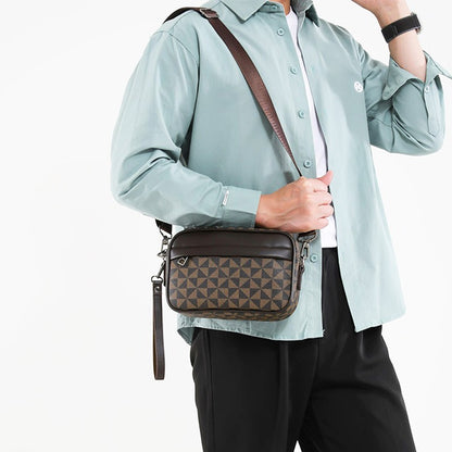 Casual Lightweight Business Shoulder Bags for Men PU Leather Messenger Bag Comfortable Wide Strap Crossbody Bags Designer Male