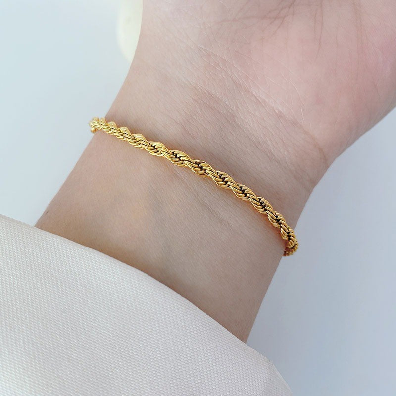 Braceletes de Corrente Torcida de Prata Esterlina 925 4MM para Mulheres e Homens, Joias Masculinas de Prata Minimalistas da Moda, Presentes para Casais