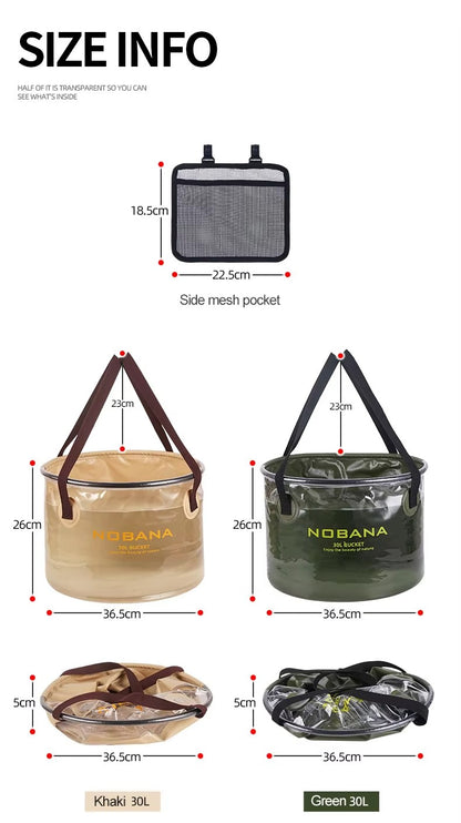 Camping Portable Folding Water Bucket 20L/30L Large Capacity Telescopic Container for Camping, Hiking, Fishing