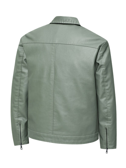 Men's Large Leather Jacket Fashion Collar PU Leather Motorcycle Slimming Cycling Coat New Men Waterproof Leather Jacket