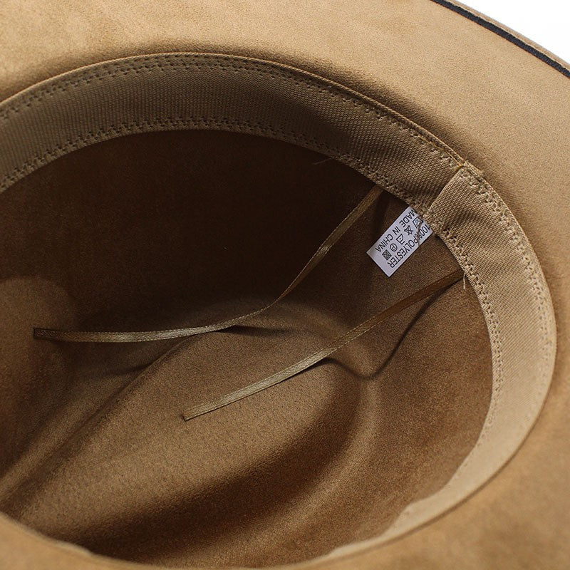 Suede Jazz Fedora Hats for Women Men 9.5cm Large Brim Woolen British French Felt Cap Ladies Elegant Fashion Knight Top Hat