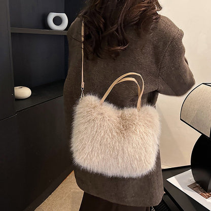 Solid Zipper Women's Shoulder Bags Ladies Bags on Sale 2024 High Quality Winter Milk Cotton Women's Handbags Fashion Soft Bolsos