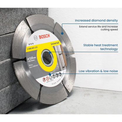 Bosch Discos de Corte Diamantados Universais Lâminas de Serra Circular de Mármore para Cortar Pedra Concreto Reforçado Rodas de 105/110/125/180mm
