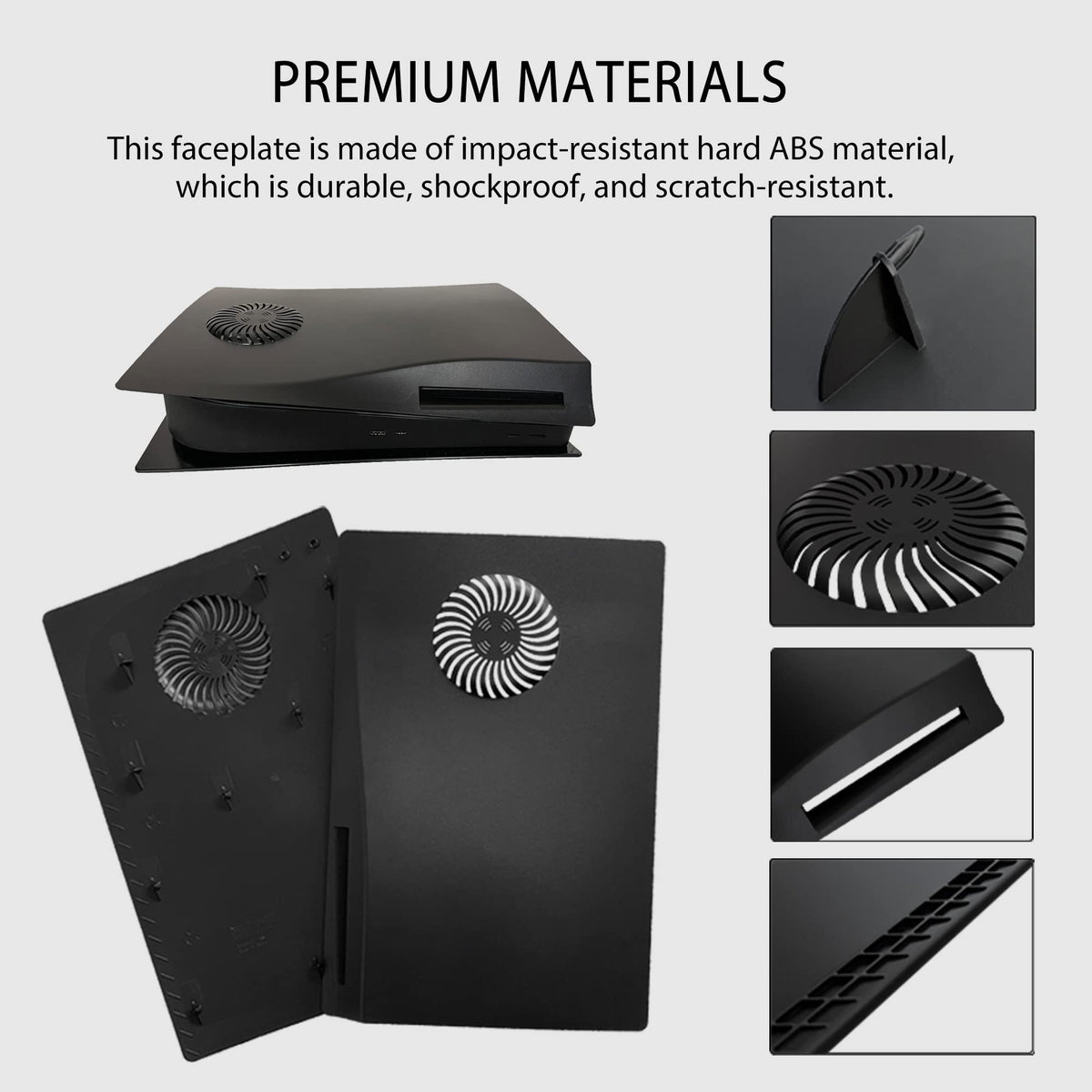 Faceplate for PS5 with Cooling Vent Face Plate Console Cover for Disc Edition Replacement Side Plate Shell Accessories,Black