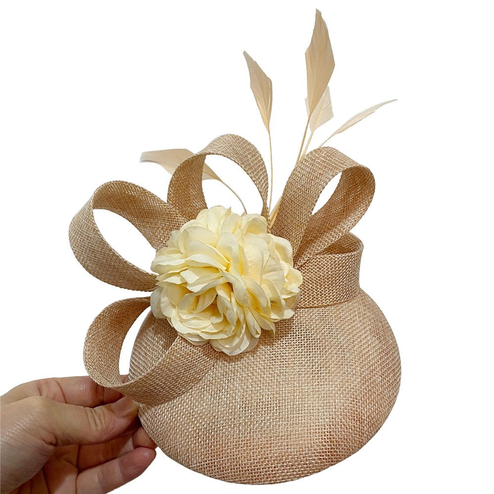 Acessórios de Cabelo para Noiva Bege Imitação Fascinators Chapéus Chapéu de Coquetel Ocasião Chapelaria Tiara
