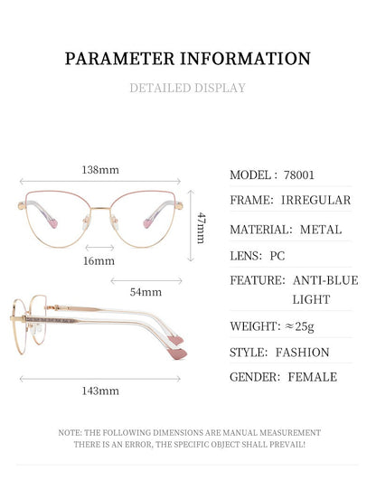 VICKY New Personalized Simple Cat's Eye Fashion Design Women's Anti-Blue Light Reading Glasses Customizable Prescription 78001