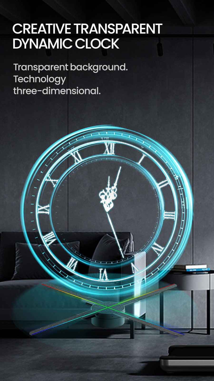 cyberpunk 3d projector led digital large wall clock modern design decoration art big wall clock