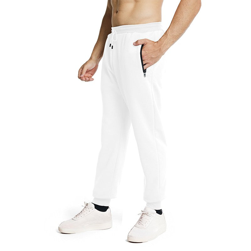 Novas Calças de Moletom Masculinas com Zíper Lateral Bolsos Jogger Calças de Treino Elástico Cintura Esporte Casual Calças Larga Fitness Academia Roupas