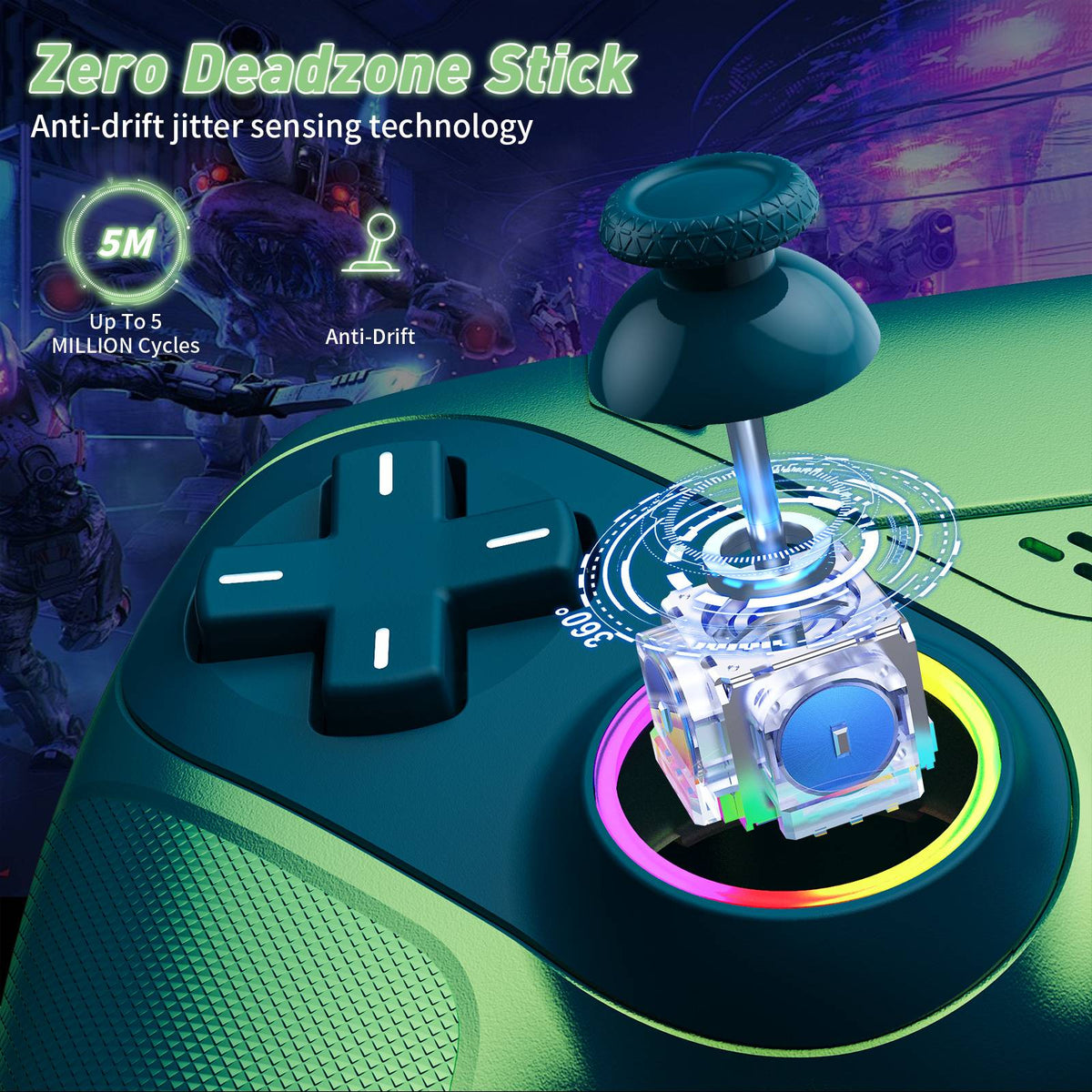 Controller For Playstation 5 PS5/PS5 Pro/Slim/PC,RGB Wireless Gamepad W/Hall Effect Trigger Marco/Turbo Anti-Drift Game Joystick
