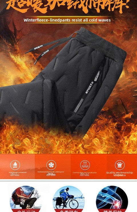 Calça Casual com Cordão Elástico na Cintura Moletom Esportivo Calça Folgada de Inverno Masculina Roupas Masculinas Quentes à Prova de Vento Y2k?