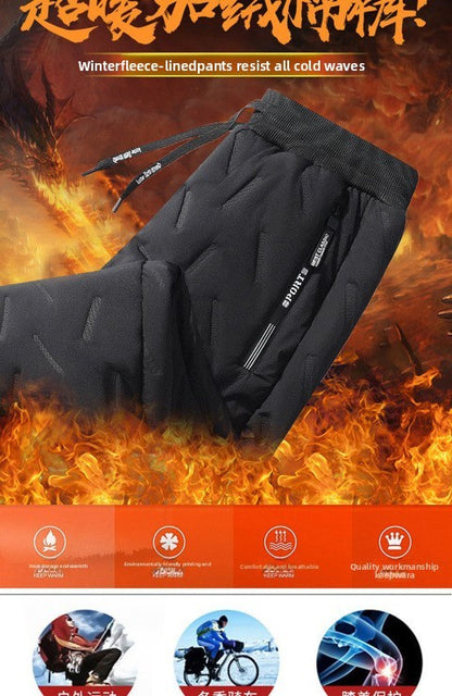 Calça Casual com Cordão Elástico na Cintura Moletom Esportivo Calça Folgada de Inverno Masculina Roupas Masculinas Quentes à Prova de Vento Y2k?
