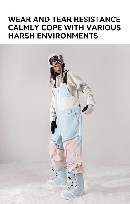 VECTOR Thick Men Women Ski Pants Straight Overalls Jumpsuit Skiing Bib Waterproof Winter Warm Windproof Outdoor Sports Snowboard