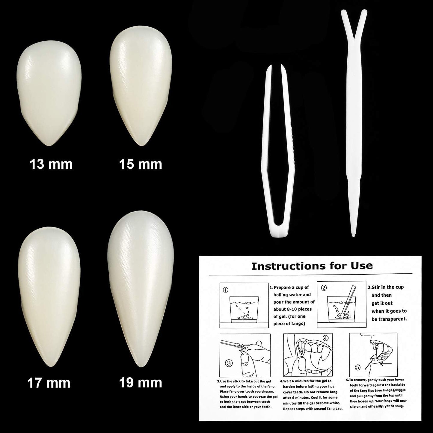 4 Pairs Vampire Teeth for Cosplay Fangs Dentures Props Halloween Costume Props Solid Glue Denture Adhesive Halloween