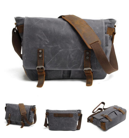 New Fashion Thick Wax Canvas Men Shoulder bag Messenger bag Men Crossbody Bag Vintage male Leisure Sling bag Casual Boy