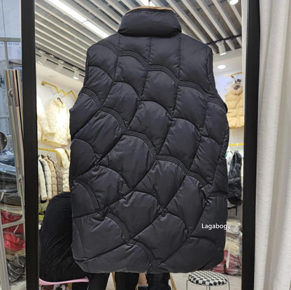 Lagabogy 2025 Mid-Long Puffer Jacket Winter Women Simple White Duck Down Coat Stand Collar Parka Female Single Breasted Outwear
