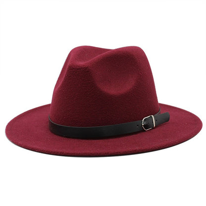 Men's fedora hat Men's and women's universal solid color fedora hat Women's 21 color wide brim jazz hat Autumn and winter Britis