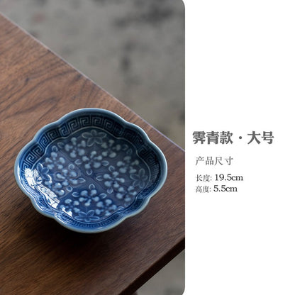 Chinese Style High Leg Fruit Dishes Ancient Pastry Plate Fruit Plate Appetizer Serving Platter Household Plates For Food Craft