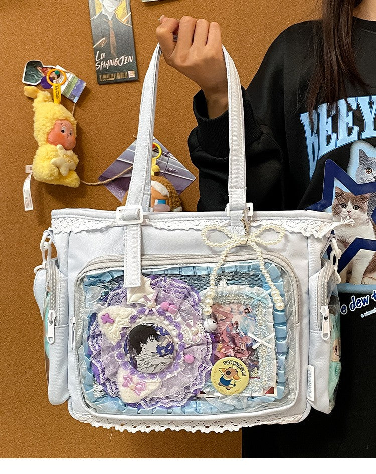 New Japanese Style Transparent Crossbody Bag Cute Candy Color Commuting Shoulder Bag for Girls Simple and Casual Texture Ita Bag
