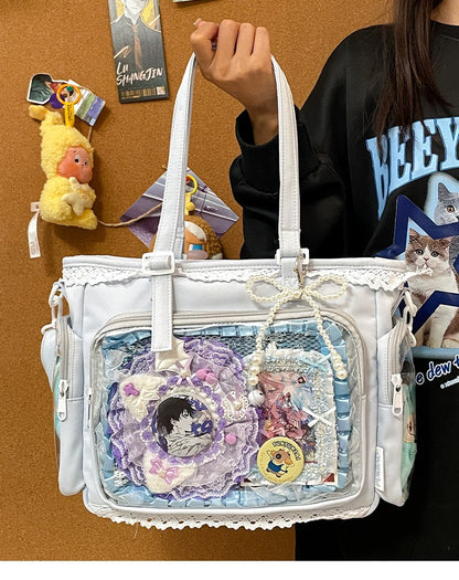 New Japanese Style Transparent Crossbody Bag Cute Candy Color Commuting Shoulder Bag for Girls Simple and Casual Texture Ita Bag