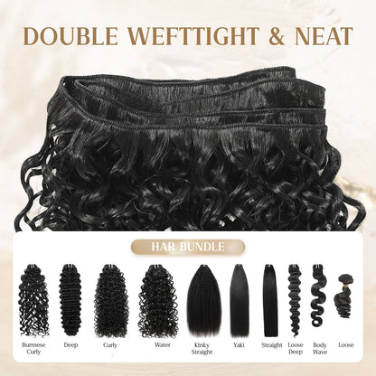 Wacur 12A Cabelo Humano Ondulado Solto Tecer Extensão Trançada 12-30 polegadas Preto Natural 100% Cabelo Virgem Remy Para Mulheres
