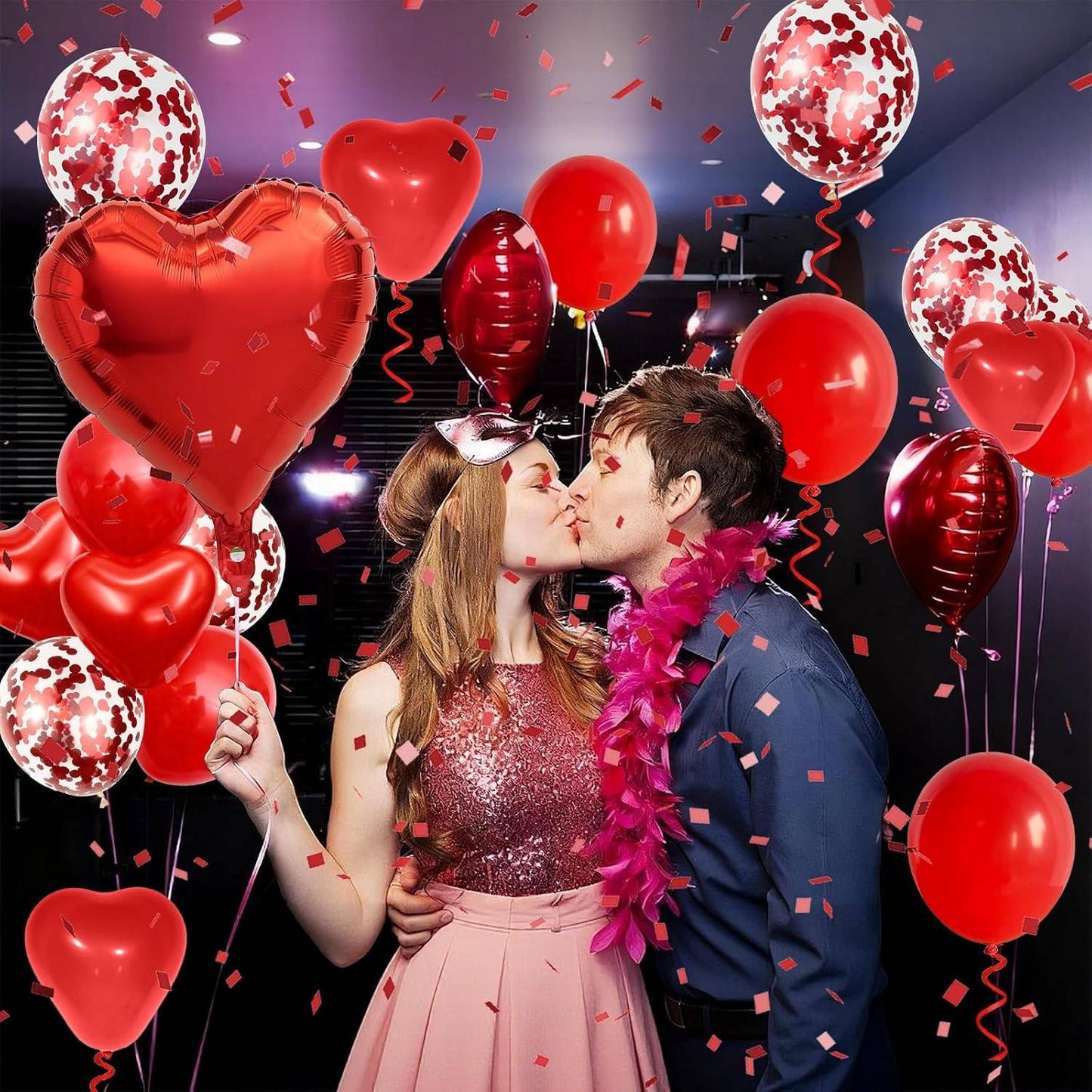 I Love You/Red Heart Love Foil Balloon 1000Pcs Rose Petals for Wedding Anniversary Valentine Day Romantic Special Night Party