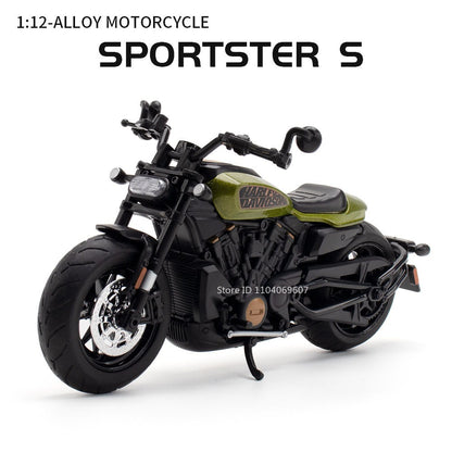 1:12 Scale Sportster S Modelos de Brinquedo de Moto Metal Fundido V4S Motocicletas em Miniatura com Absorção de Choque Pneus de Borracha para Presentes de Meninos