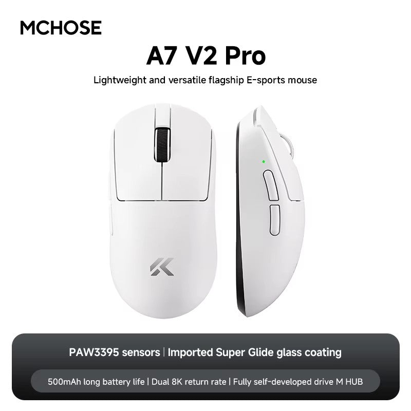 MCHOSE A7 Ultra Mouse Gamer Sem Fio Sensor de Alta Precisão Pixart3950 Design Leve Taxa de Polling de 8000Hz Chip Principal Realtek