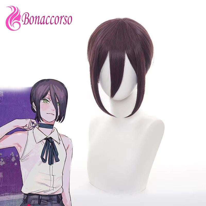 Serra Elétrica Homem Reze Cosplay Peruca Sintética Curta Reta Peruca Anime Coser Menina Bonito Fibra Resistente Ao Calor Peruca de Alta Qualidade Dia das Bruxas