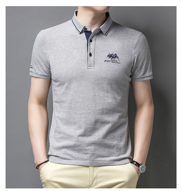 New Summer Embroidered Pure Cotton Men's Luxury Polo Shirt Top Casual Short Sleeved Fashionable Wrinkle Resistant Men's T-shirt