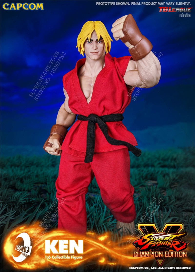 Iconiq Studio x Capcom IQGS-04 1/6 Escala Homem Soldado Ken Masters Lutador Conjunto Completo Boneco de Ação Colecionável de 12 polegadas