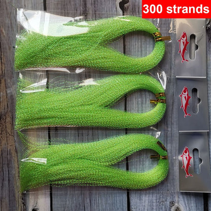 Pacote com 3 ou 10 unidades de 300 fios de tinsel torcido para iscas de pesca com mosca, linha de amarração, flash de cristal brilhante, material DIY