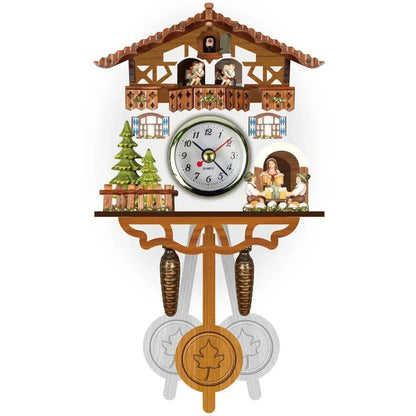 Wooden Hanging Wall Clock Bird Alarm Clock Cuckoo Clocks For Home Kid's Room Decoration Quartz Watch Decorative Home Decor