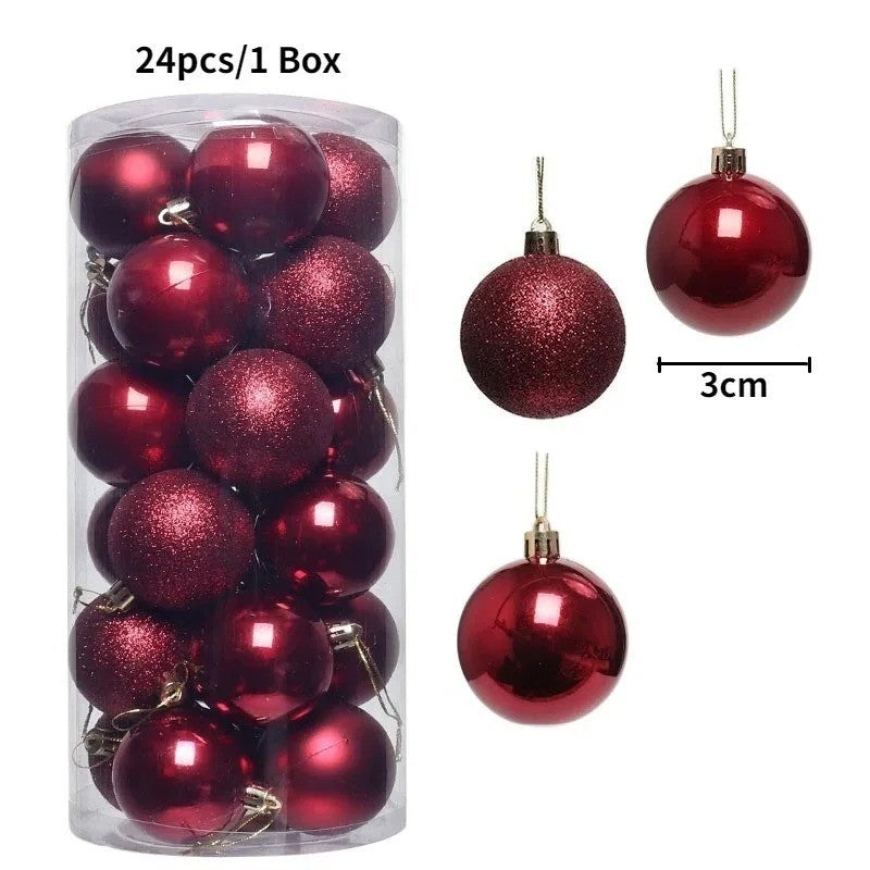 24Pcs 3cm Christmas Balls Christmas Tree Decoration Xmas Hanging Tree Pendants Home Party Christmas Tree Decor New Year Gifts