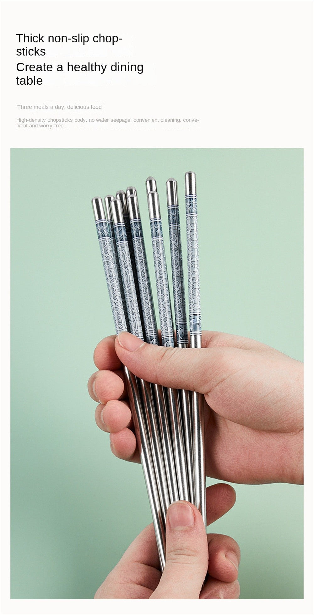 Conjunto de Hashis de Aço Inoxidável para Casa Hashis Reutilizáveis para Adultos Hashis Antiderrapantes Utensílios de Cozinha