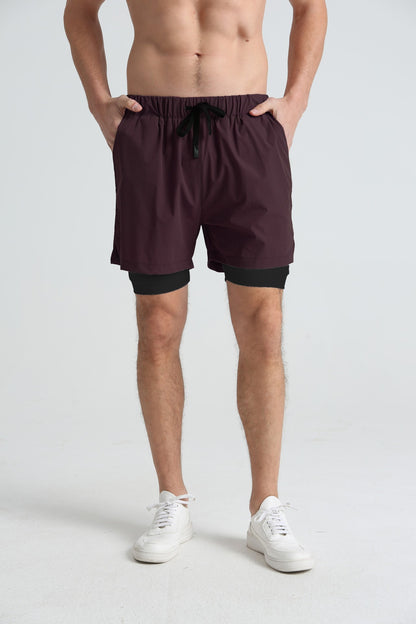 Men's sports double-deck shorts Fitness Quick Dry Training Shorts Casual 2 In 1 Multi-pocket sweatpants Men Gyms Running shorts