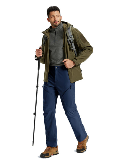 Calça Masculina de Inverno para Caminhada TACVASEN Forrada com Fleece, Impermeável, Softshell, para Esqui na Neve, Isolada, Cargo de Trabalho com 6 Bolsos com Zíper