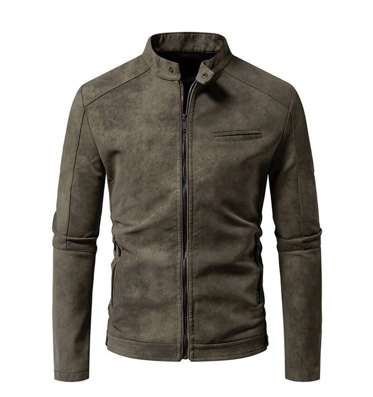 New American Retro Leather Jacket with A High-end Feel, Retro Tie Dye Washed Matte Craftsmanship, Cool Motorcycle Leather Jacket