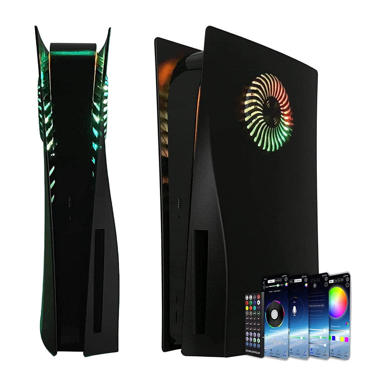 Replacement Faceplate Cooling Vents with RGB Light Strip LED Light Ring For PS5 Cover For PlayStation5 Disc Edition