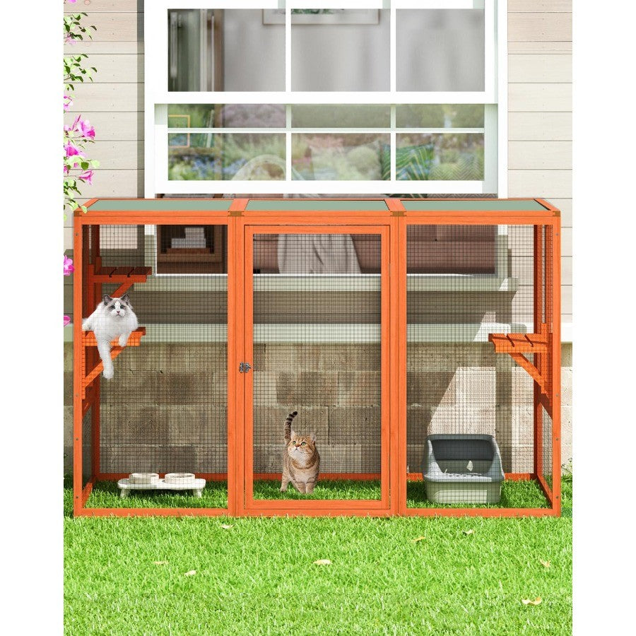 Catio Recinto Externo para Gatos 71 para Gatos no Pátio Grande Gaiola para Gatos à Prova de Intempéries com Acesso à Janela Ideal para Relaxamento ao Ar Lívre