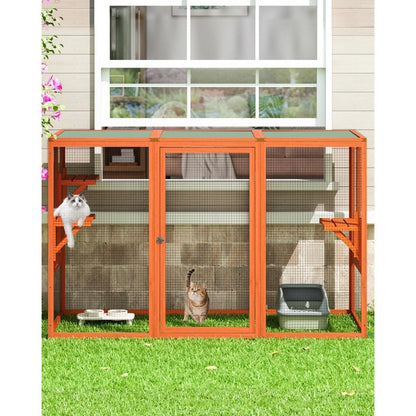 Catio Recinto Externo para Gatos 71 para Gatos no Pátio Grande Gaiola para Gatos à Prova de Intempéries com Acesso à Janela Ideal para Relaxamento ao Ar Lívre