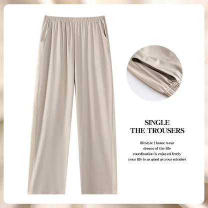 Men's Modal Sleepwear Loose Fit Casual Thin Home Pants Spring Autumn Summer Comfortable Lightweight Men's Drawstring Sweatpants