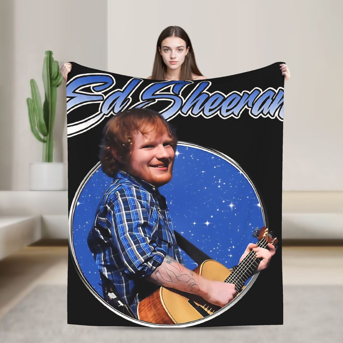 Manta de Viagem Ed Sheeran Cobertor de Lã para Decoração de Casa Macio Quente Colcha Personalizada de Qualidade Presente de Aniversário