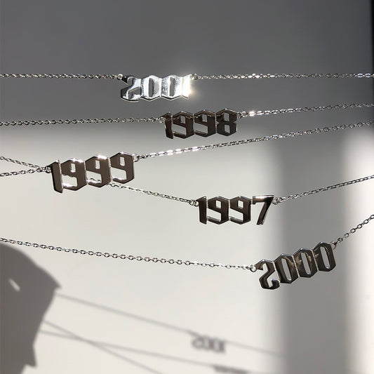 Stainless Steel Birth Year Necklaces For Women Men Gold Silver Color Neck Chain Choker Male Female Pendant Necklace Jewelry
