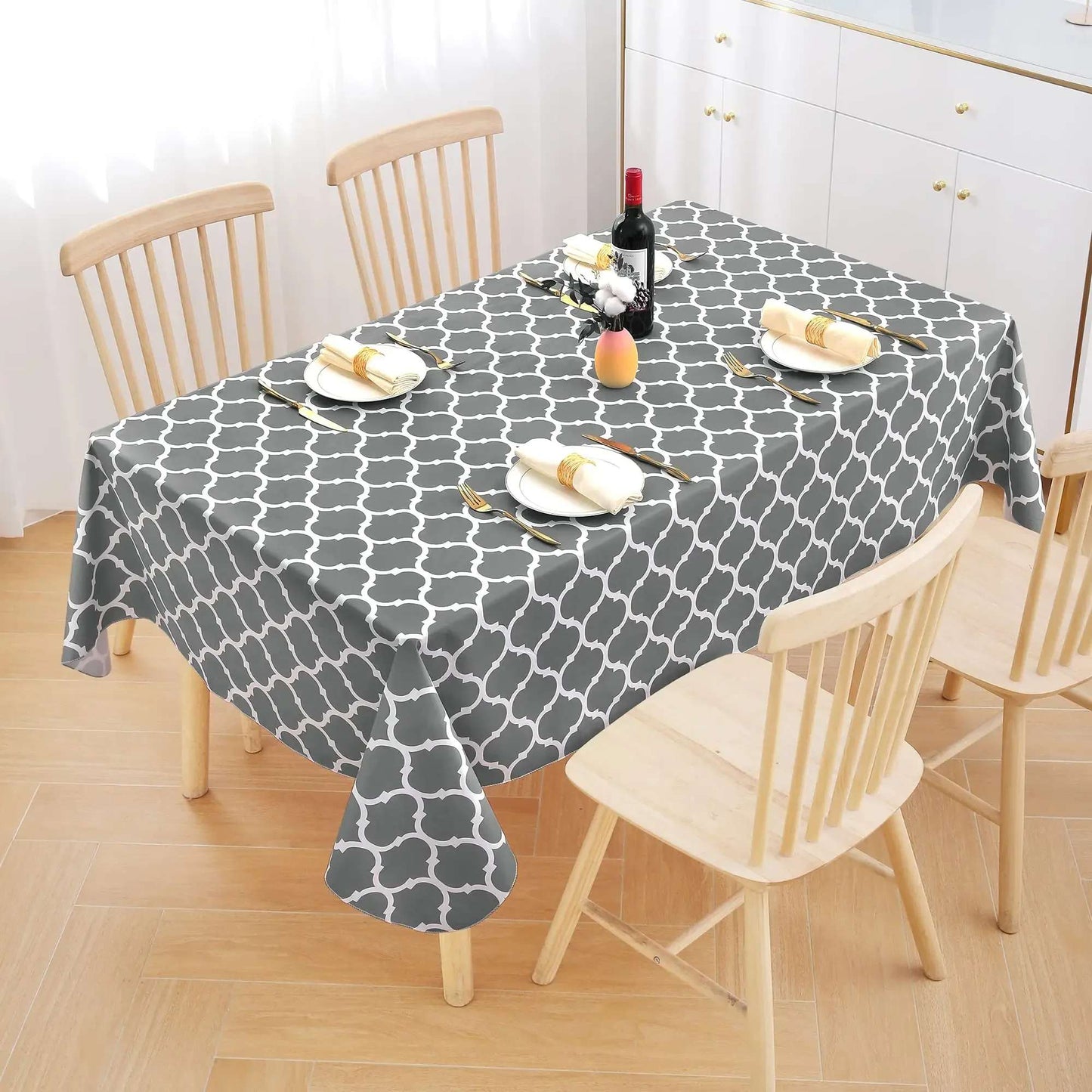 Kitinjoy Rectangular Tablecloth PVC House Table Cloth Waterproof Table Mat For Coffe Table Banquet Decoration Dining Table Cover