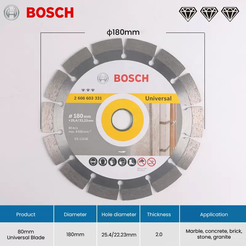 Bosch Discos de Corte Diamantados Universais Lâminas de Serra Circular de Mármore para Cortar Pedra Concreto Reforçado Rodas de 105/110/125/180mm