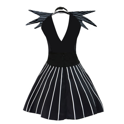 Anime Jack Skellington Cosplay Costume Christmas Night Outfit Black Stripe Dress For Woman Halloween Party Fancy Demon Clothes