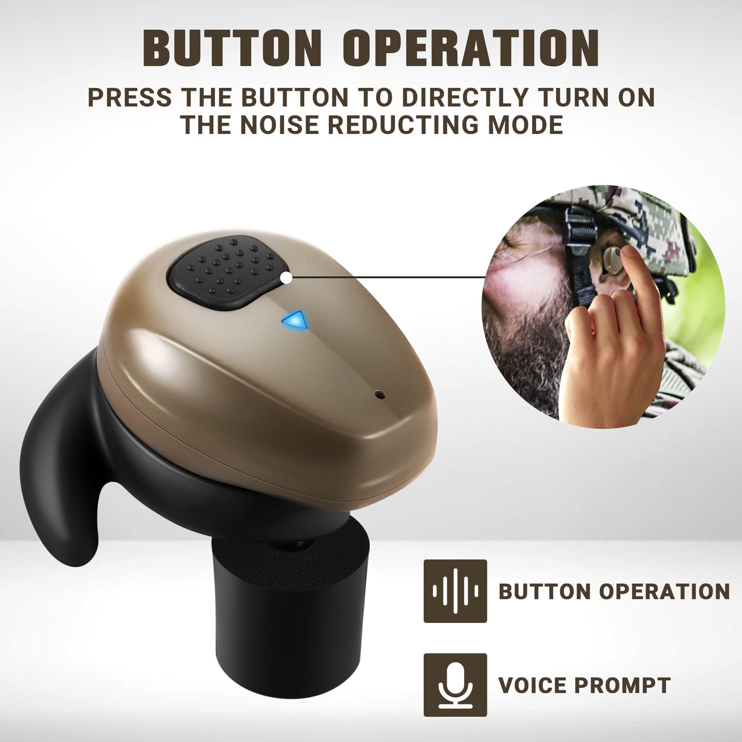YHKEMA EB10 Electronic Shooting Ear Protection,TacticalNRR 27dB Bluetooth Noise Cancelling Sound Amplification Earmuffs Earbuds
