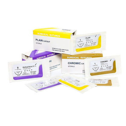 Fio de sutura absorvível para animais de estimação, fio de sutura cirúrgica com agulha, fio de sutura veterinário específico 2-0, fio de sutura PGA 910 para cães e gatos