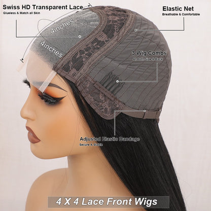 Magicae 330Grams 36Inch 4x4 Lace Front Wigs Chestnut Brown Wigs Ombre Highlight Straight Blond P27/613# High Temperature Cosplay