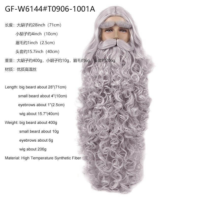 Conjunto de Peruca e Barba de Papai Noel REEWES para o Natal, Acessório de Cosplay, Peruca Sintética Loira para Homens, Fantasia de Halloween